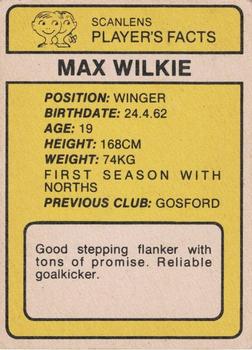 1981 Scanlens #133 Max Wilkie Back